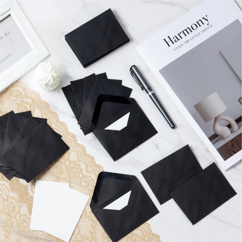 Keketer 50 Sets Black Mini Envelopes with Blank Gift Cards, Business & Note Cards - Wedding Invitation, Graduation, Holiday Pocket Envelopes 4x2.75" Bulk for Party Favors & Scrapbooking - Image 5